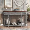 U_STYLE 52''Modern and Contemporary Curved Console Table Sofa Table Entryway Table for Hallway Living Room with 4 Drawers and 1 Shelf