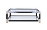 Lafty Coffee Table in White Brushed & Clear Glass