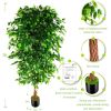 7ft Artificial Ficus Silk Tree (82in) with Plastic Nursery Pot Faux Tree, Fake Plant for Office Home Decor (Indoor/Outdoor)