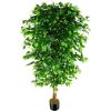 7ft Artificial Ficus Silk Tree (82in) with Plastic Nursery Pot Faux Tree, Fake Plant for Office Home Decor (Indoor/Outdoor)