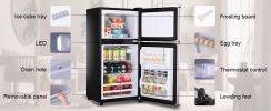 3.5Cu.Ft Compact Refrigerator Mini Fridge with Freezer, Small Refrigerator with 2 Door, 7 Level Thermostat Removable Shelves for Kitchen, Dorm