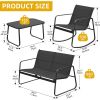 4 Piece Patio Furniture Set, Outdoor Conversation Sets for Patio, Lawn, Garden, Poolside with Rocking Chair Set of 2 and Glass