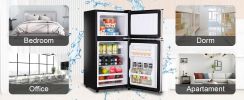 3.5Cu.Ft Compact Refrigerator Mini Fridge with Freezer, Small Refrigerator with 2 Door, 7 Level Thermostat Removable Shelves for Kitchen, Dorm