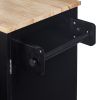 K&K Rolling Kitchen Island with Storage, Kitchen Cart with Rubber Wood Top, 3 Drawer, 2 Slide-Out Shelf and Internal Storage Rack