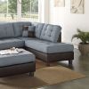 Contemporary Sectional Sofa Grey Polyfiber Linen Like Fabric Cushion Tufted Reversible 3pc Sectional Sofa L/R Chaise Ottoman Living Room Furniture Pil