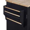 K&K Rolling Kitchen Island with Storage, Kitchen Cart with Rubber Wood Top, 3 Drawer, 2 Slide-Out Shelf and Internal Storage Rack