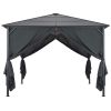 Gazebo with Curtain Aluminum 9.8'x9.8' Black