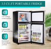 3.5Cu.Ft Compact Refrigerator Mini Fridge with Freezer, Small Refrigerator with 2 Door, 7 Level Thermostat Removable Shelves for Kitchen, Dorm