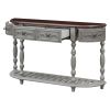 U_STYLE 52''Modern and Contemporary Curved Console Table Sofa Table Entryway Table for Hallway Living Room with 4 Drawers and 1 Shelf