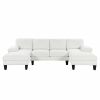 [VIDEO provided][New] 112*56" Granular Velvet Sofa,U-Shaped Couch with Oversized Seat,6-Seat Sofa Bed with Double Chaise