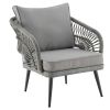 Manhattan Comfort Riviera Rope Wicker 4-Piece 5 Seater Patio Conversation Set with Cushions in Grey