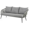 Manhattan Comfort Riviera Rope Wicker 4-Piece 5 Seater Patio Conversation Set with Cushions in Grey