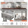 U_STYLE 52''Modern and Contemporary Curved Console Table Sofa Table Entryway Table for Hallway Living Room with 4 Drawers and 1 Shelf