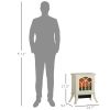 HOMCOM 17" Freestanding Electric Fireplace Stove, Fire Place Heater with Realistic Logs and Flame Effect and Overheat Protection, 750W/1500W, Beige