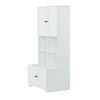Tall and Wide Bathroom Floor Storage Cabinet, Bathroom Storage Unit, Freestanding Cabinet with 4 Doors, Adjustable Shelves, Open multi-layer Shelves