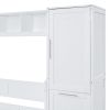 Queen Size Murphy Bed Wall Bed with Closet and Drawers,White