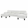 [VIDEO provided][New] 112*56" Granular Velvet Sofa,U-Shaped Couch with Oversized Seat,6-Seat Sofa Bed with Double Chaise