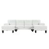 [VIDEO provided][New] 112*56" Granular Velvet Sofa,U-Shaped Couch with Oversized Seat,6-Seat Sofa Bed with Double Chaise