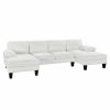 [VIDEO provided][New] 112*56" Granular Velvet Sofa,U-Shaped Couch with Oversized Seat,6-Seat Sofa Bed with Double Chaise
