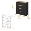 Blaine 3 Piece Bedroom Set, Nightstand + Nightstand + Drawer Dresser, Black / Pine / Light Oak