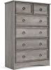 Modern 6 Drawer Dresser, Tall Chest of Drawers Closet Organizers & Storage Clothes - Easy Pull Handle, Textured Borders