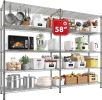 5 Tier Storage Shelves 1400LBS Wire Shelving Unit Metal Shelving for Storage Rack Shelves for Storage Heavy Duty Garage