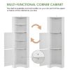 Tall Bathroom Corner Cabinet;  Freestanding Storage Cabinet with Doors and Adjustable Shelves;  MDF Board
