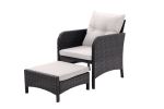 5 Piece Outdoor Patio Furniture Set,All Weather PE Rattan Conversation Chairs with Armrest and Removable Cushions