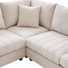 [VIDEO provided][New]89*79"Modern Sectional Sofa with Vertical Stripes,2 Pillows,5-Seat Couch with Convertible Ottoman,Various Combinations
