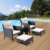 5 Piece Outdoor Patio Furniture Set,All Weather PE Rattan Conversation Chairs with Armrest and Removable Cushions