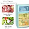 Antarctic Star Compact Mini Refrigerator Separate Freezer, Small Fridge Double 2-Door Adjustable Removable Retro Stainless Steel