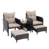 5 Piece Outdoor Patio Furniture Set,All Weather PE Rattan Conversation Chairs with Armrest and Removable Cushions