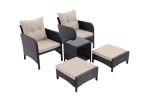 5 Piece Outdoor Patio Furniture Set,All Weather PE Rattan Conversation Chairs with Armrest and Removable Cushions