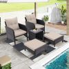 5 Piece Outdoor Patio Furniture Set,All Weather PE Rattan Conversation Chairs with Armrest and Removable Cushions