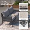 4-Piece Rope Patio Furniture Set, Outdoor Furniture with Tempered Glass Table
