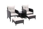 5 Piece Outdoor Patio Furniture Set,All Weather PE Rattan Conversation Chairs with Armrest and Removable Cushions