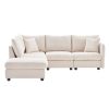 [VIDEO provided][New]89*79"Modern Sectional Sofa with Vertical Stripes,2 Pillows,5-Seat Couch with Convertible Ottoman,Various Combinations