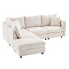 [VIDEO provided][New]89*79"Modern Sectional Sofa with Vertical Stripes,2 Pillows,5-Seat Couch with Convertible Ottoman,Various Combinations