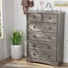 Modern 6 Drawer Dresser, Tall Chest of Drawers Closet Organizers & Storage Clothes - Easy Pull Handle, Textured Borders